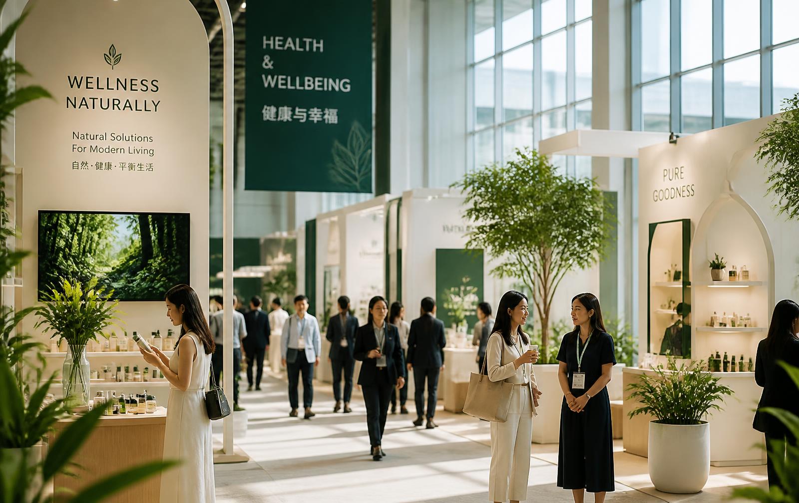 Visitors exploring wellness pavilions at the M-Health 26 health and wellbeing expo